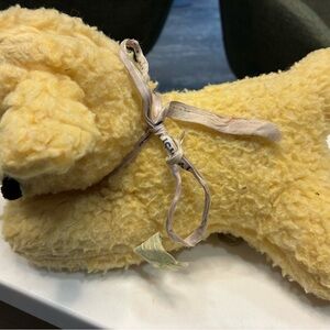 Vintage Christian Educational Toy  Musical Yellow Puppy Plush Lying Down  WORKS